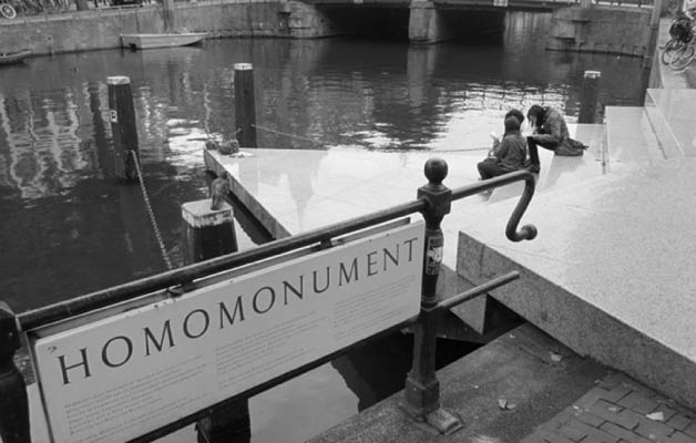 Memorial in Amsterdam commemorating all gay men and lesbians who were persecuted and killed by the Nazis. It consists of three large triangles of pink granite.