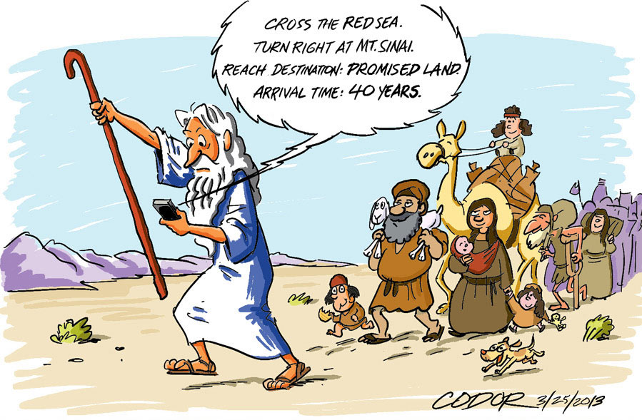 Pâque : dessin de Moise conduisant les Juifs à travers le désert