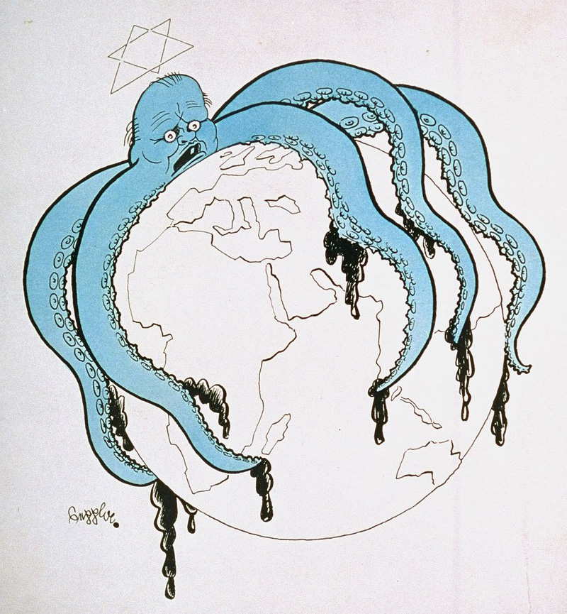 Cartoon of an octopus representing a Jew taking over the world