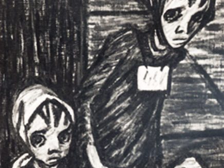 13 ans. Le dernier dessin de sa série, réalisé à la sortie de Terezin. Le visage des enfants en dit long.